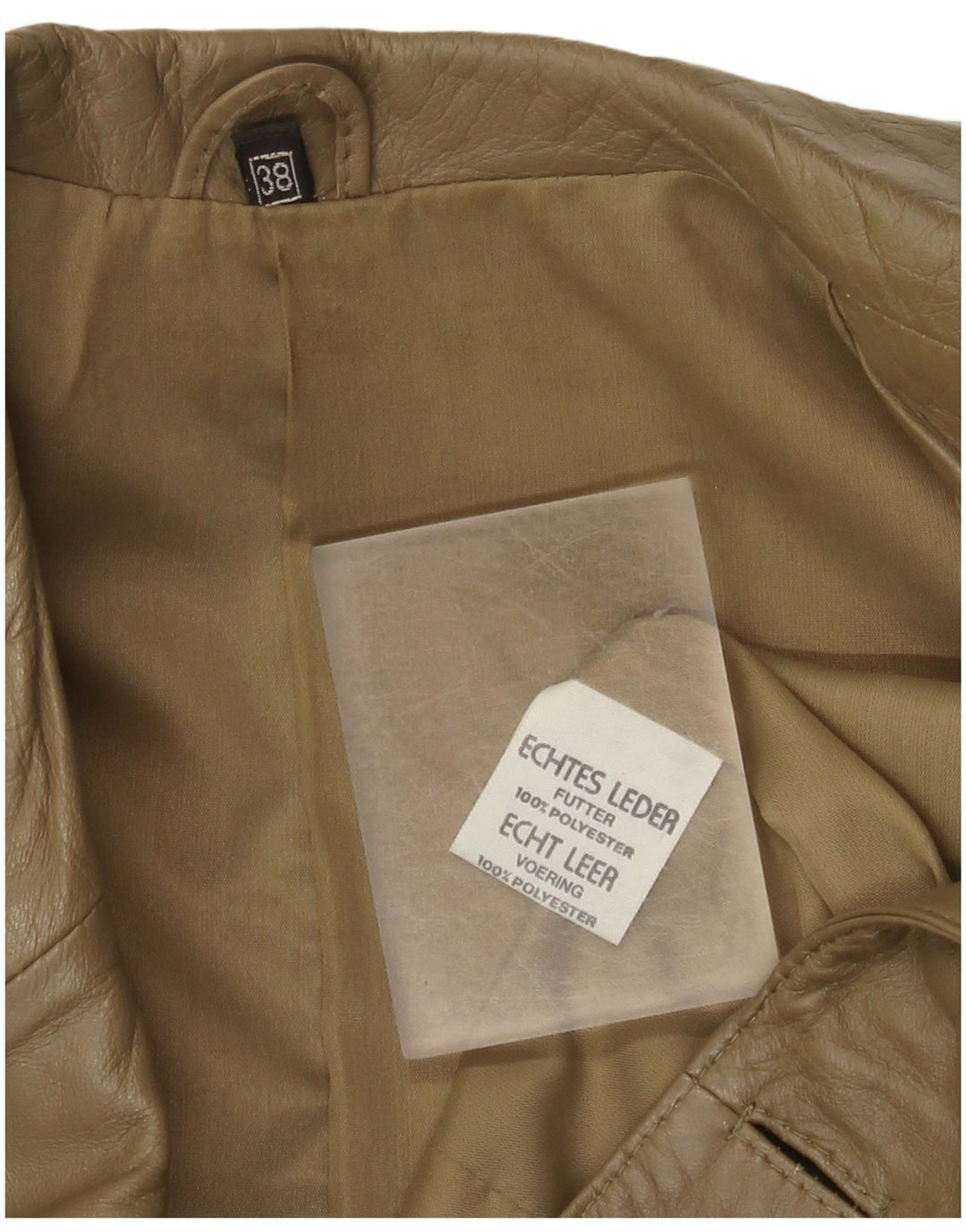 Vintage mujer chaqueta de cuero de gran tamaño IT 38 XS cuero caqui