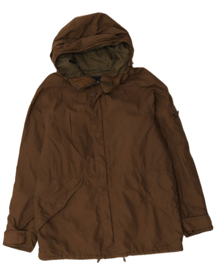 French Connection Chaqueta cortavientos con capucha para hombre UK 38 Marrón medio