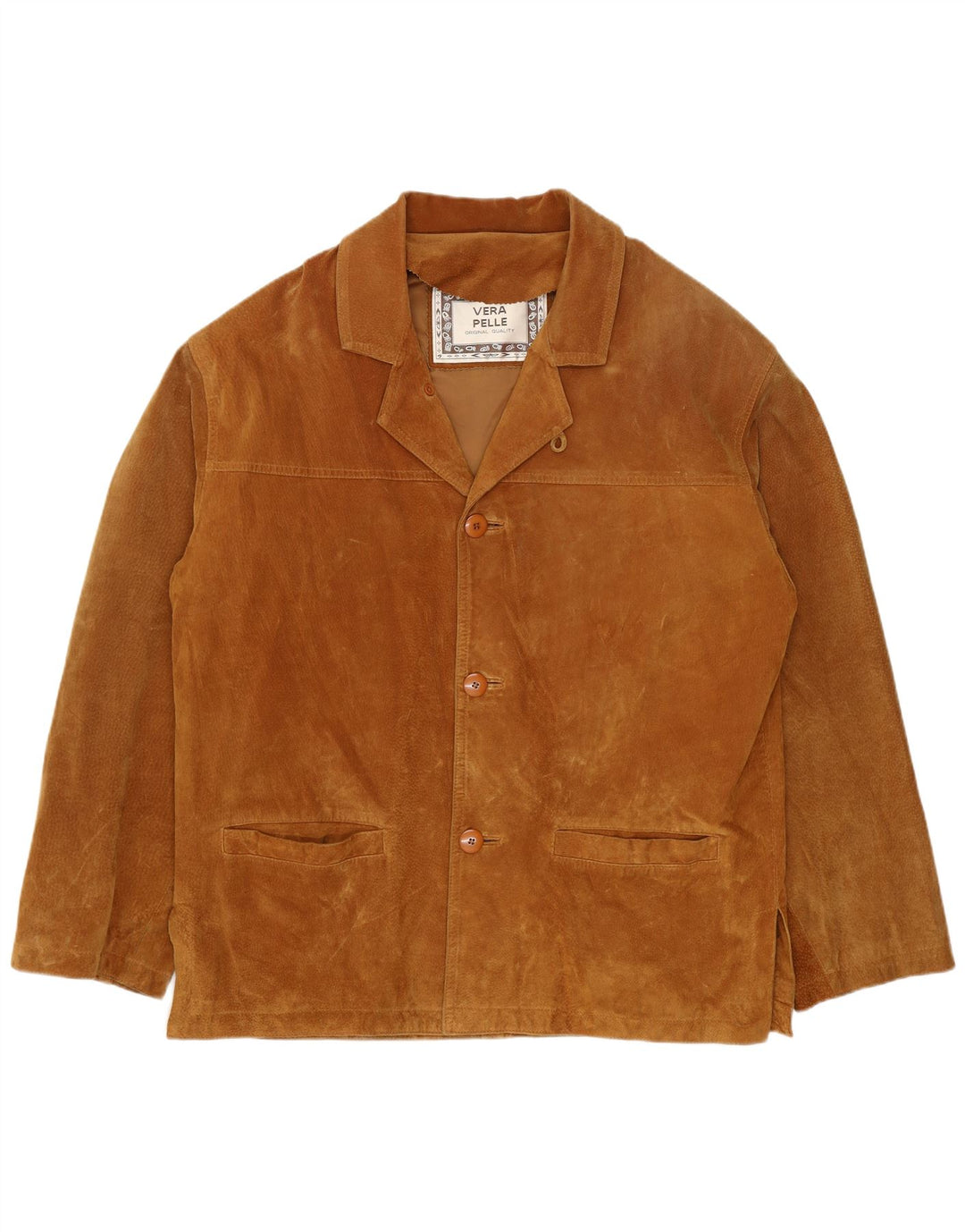 Chaqueta de ante vintage para hombre IT 46 cuero beige pequeño