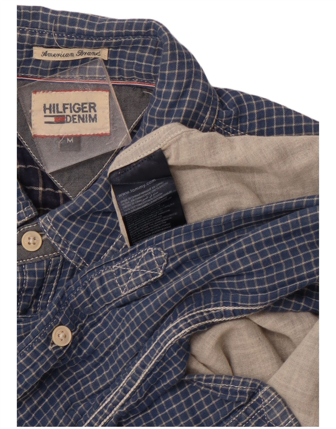 Camisa de hombre TOMMY HILFIGER Medium Navy Blue Check Cotton