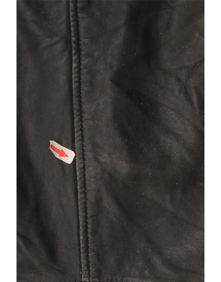 Mango Mujer Crop Chaqueta De Cuero UK 10 Small Negro