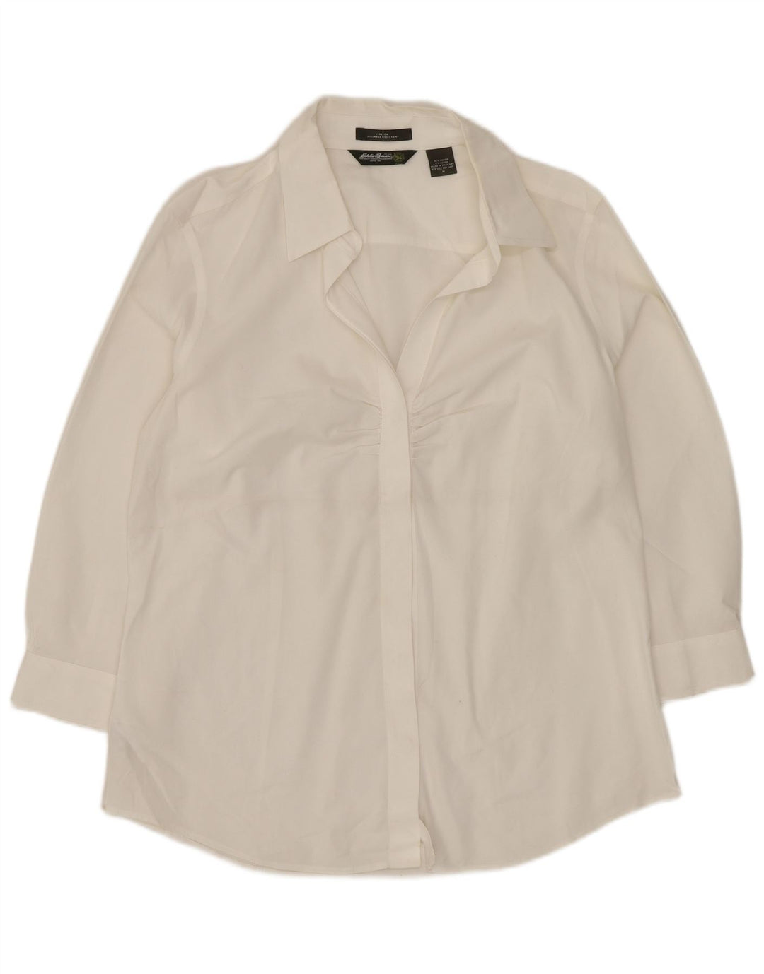 Eddie Bauer Camisa tipo jersey de manga 3/4 para mujer UK 40 Algodón blanco mediano