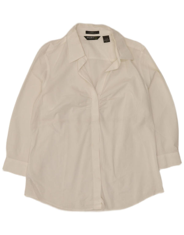 Eddie Bauer Camisa tipo jersey de manga 3/4 para mujer UK 40 Algodón blanco mediano