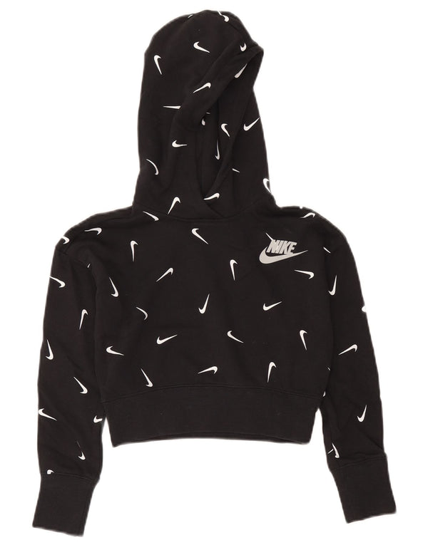 Nike - Sudadera con capucha para niña (8 a 9 años, talla pequeña), color negro