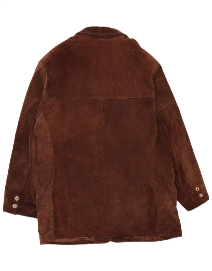 Vintage mujer chaqueta cortavientos de gran tamaño Reino Unido 14 cuero marrón medio