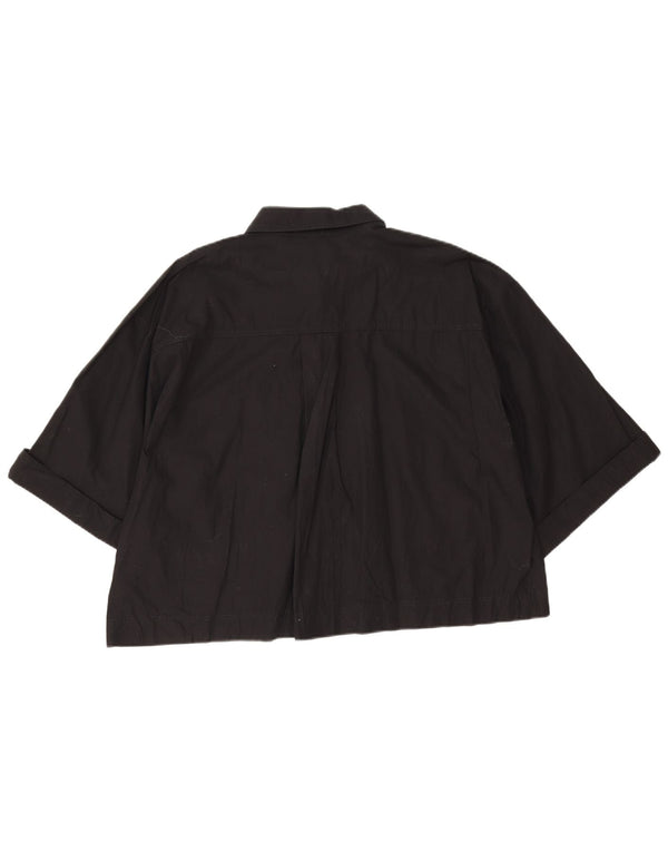 Zara Mujer Camisa Crop Manga Corta ES 40 XL Negro