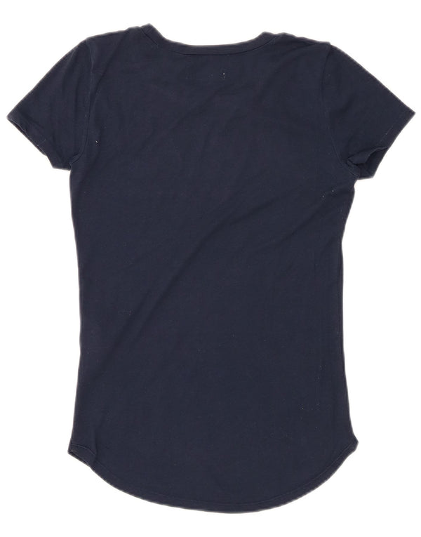 HOLLISTER Camiseta gráfica para mujer Top UK 6 XS Azul marino Algodón