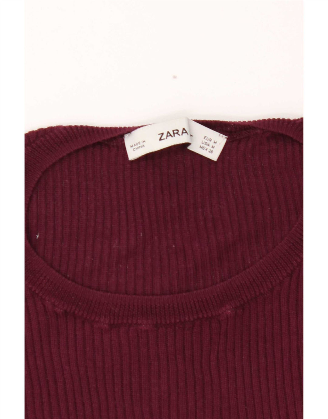 Zara Mujer Camiseta Top UK 12 Medium Borgoña