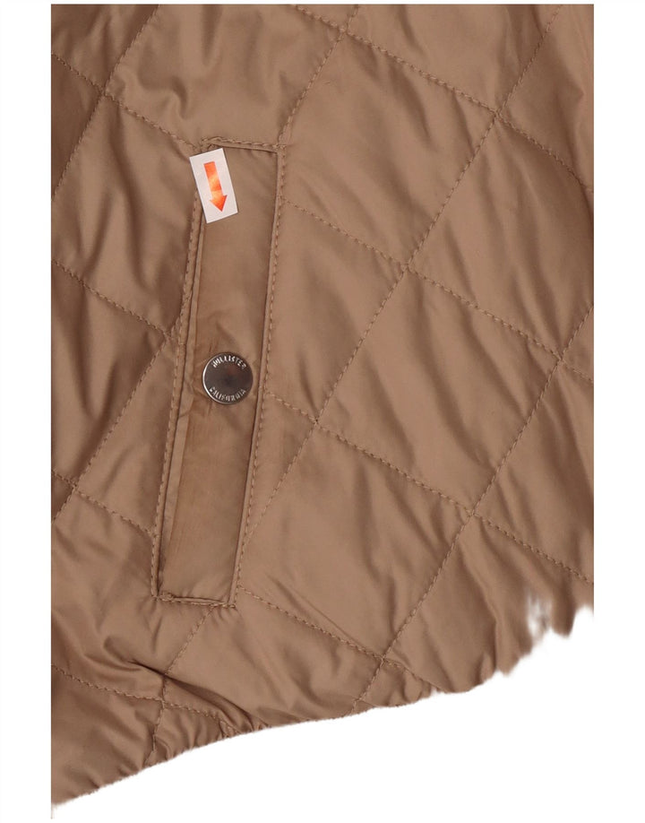 HOLLISTER Chaqueta acolchada con capucha para mujer UK 10 Small Beige Poliéster