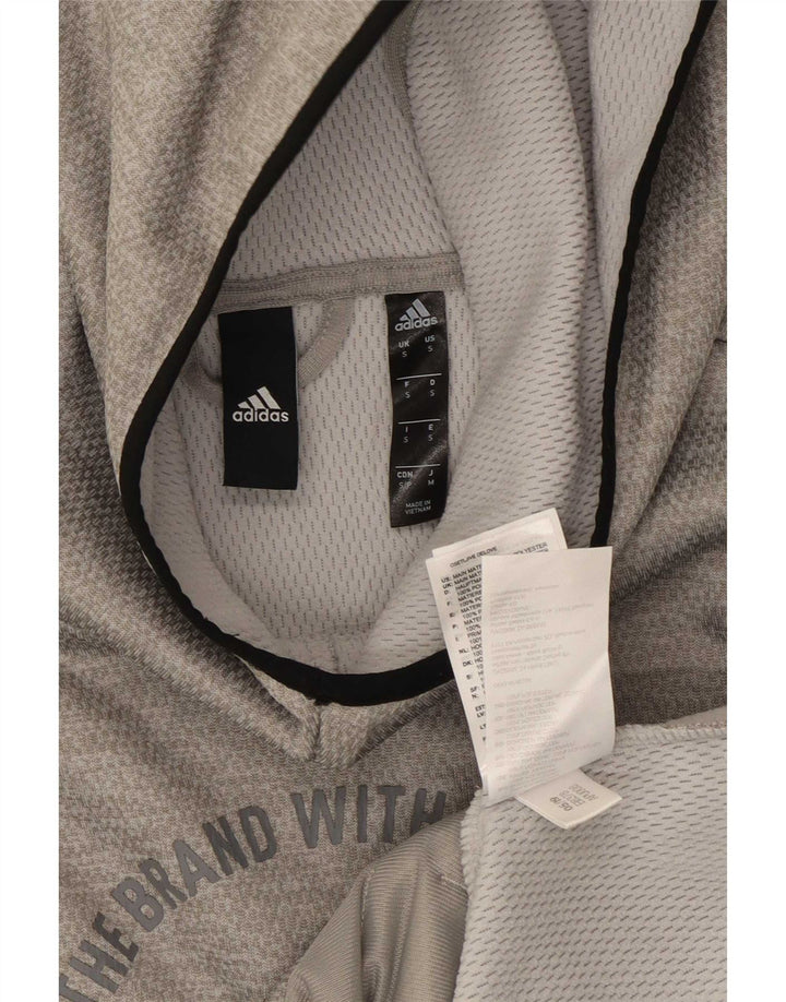 Adidas Hombre Sudadera Con Capucha Gráfica Jersey Pequeño Gris Poliéster