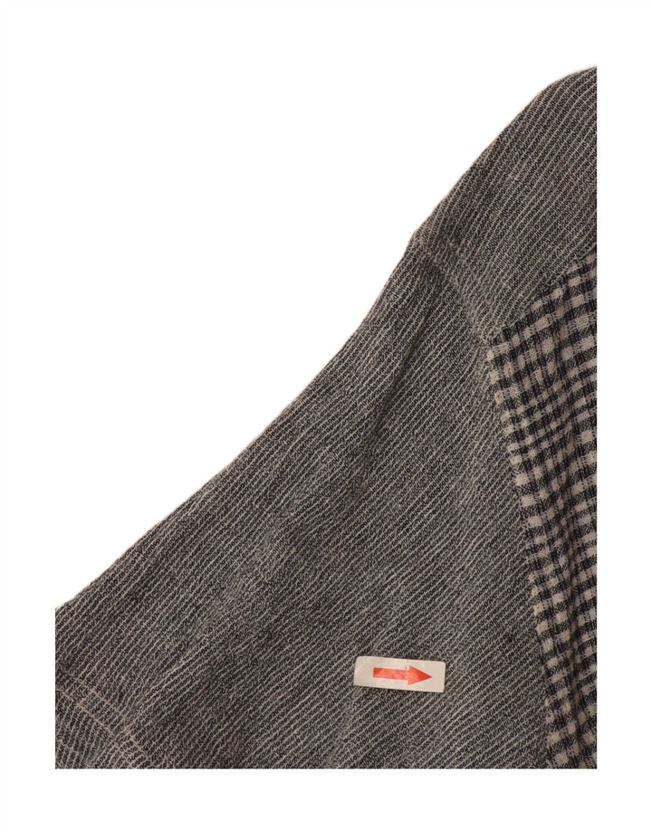 Amaranto Camisa de manga corta para mujer UK 44 Algodón a cuadros gris medio