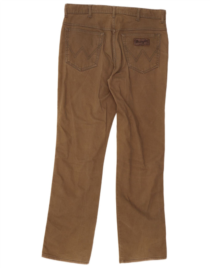 WRANGLER Pantalones casuales rectos elásticos Texas para hombre W36 L34 Algodón marrón