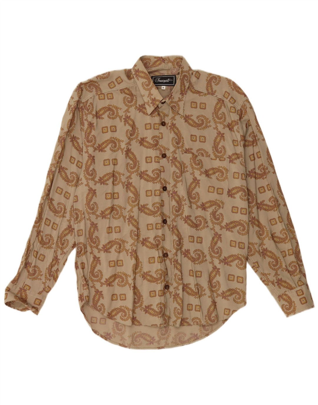 Camisa vintage para hombre medio caqui paisley