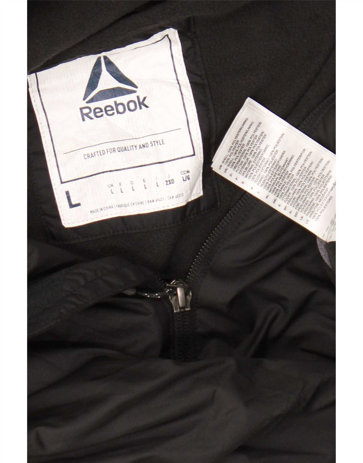 Reebok - Chaqueta de chándal con capucha para hombre, talla grande, poliéster negro