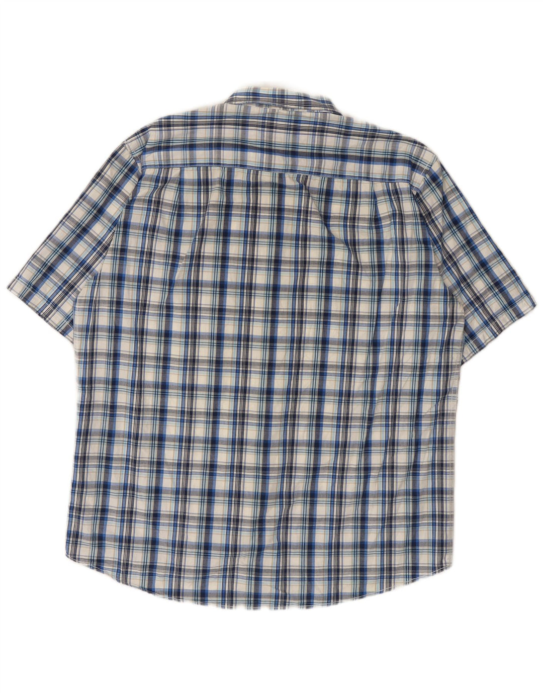JAMES PRINGLE Camisa de manga corta para hombre Algodón a cuadros azul grande
