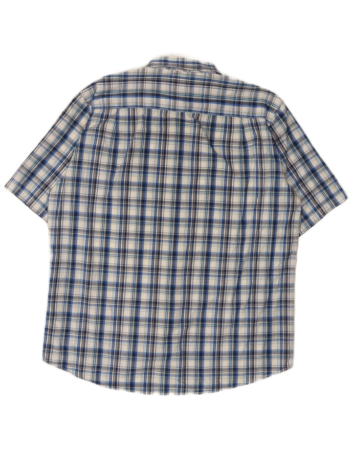 JAMES PRINGLE Camisa de manga corta para hombre Algodón a cuadros azul grande