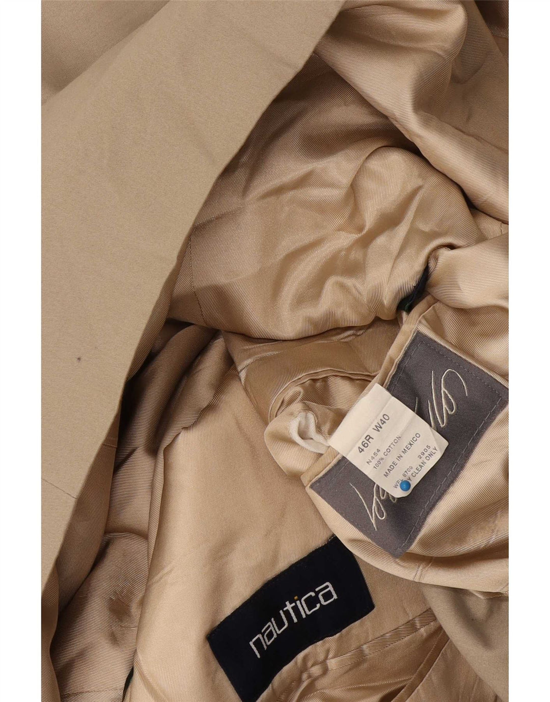 Nautica Chaqueta tipo blazer de 2 botones para hombre UK 46 3XL Algodón beige