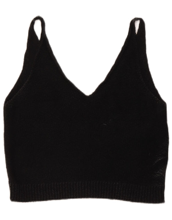 Zara Blusa Corta De Punto Sin Mangas para Mujer Top UK 42 Viscosa Gris Medio