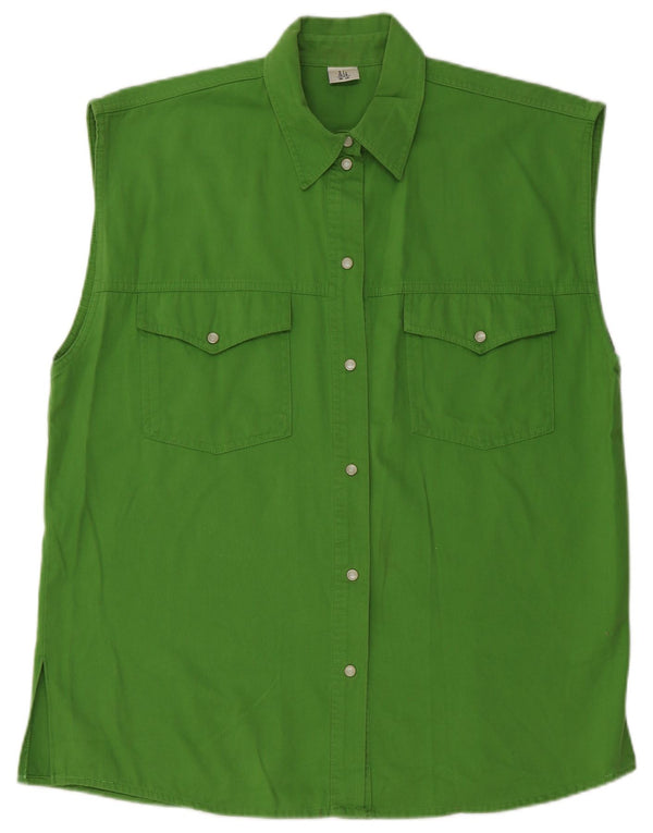 Vintage mujer sin mangas camisa de gran tamaño EU 40 Algodón verde medio