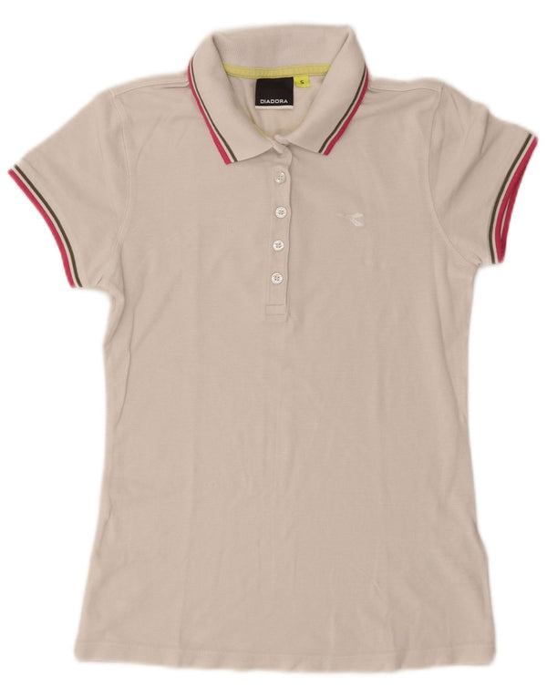 Diadora Polo para mujer UK 10 Small White Cotton