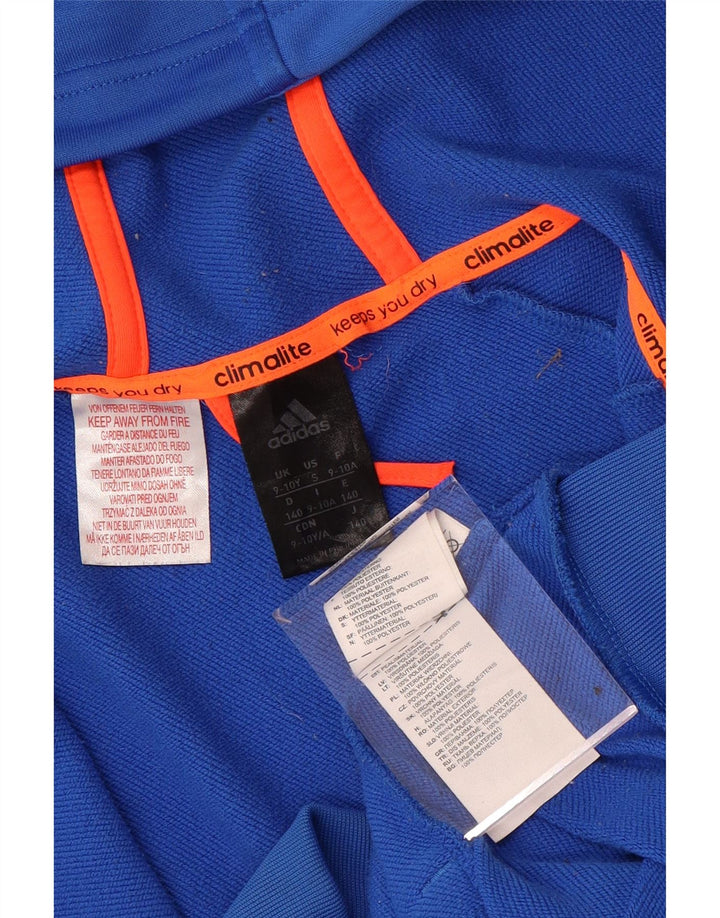 ADIDAS Suéter con capucha y cremallera Climalite para niños 9-10 años Bloque de color azul