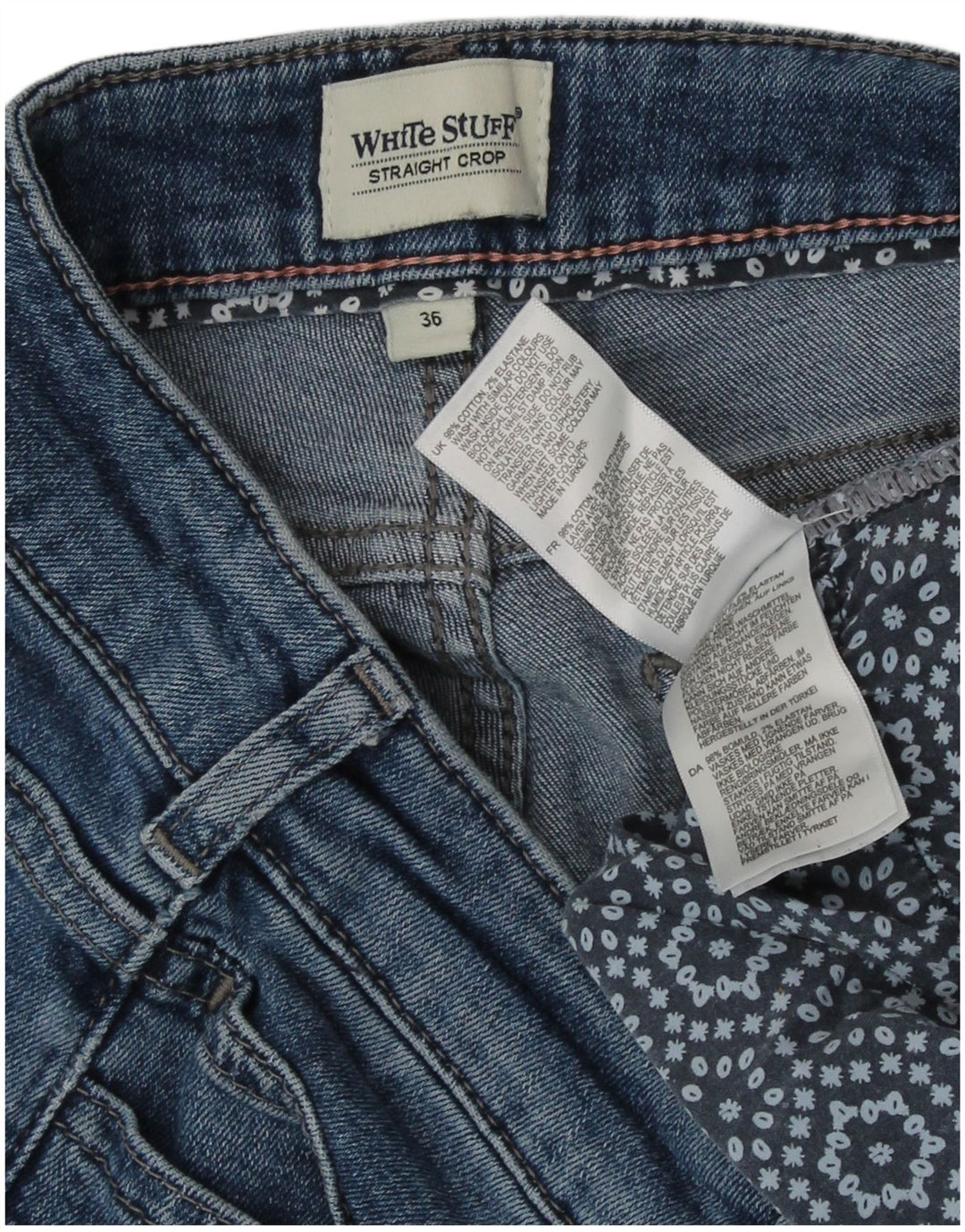 White Stuff Vaqueros Cortos Rectos para Mujer EU 36 Small W26 L24 Algodón Azul