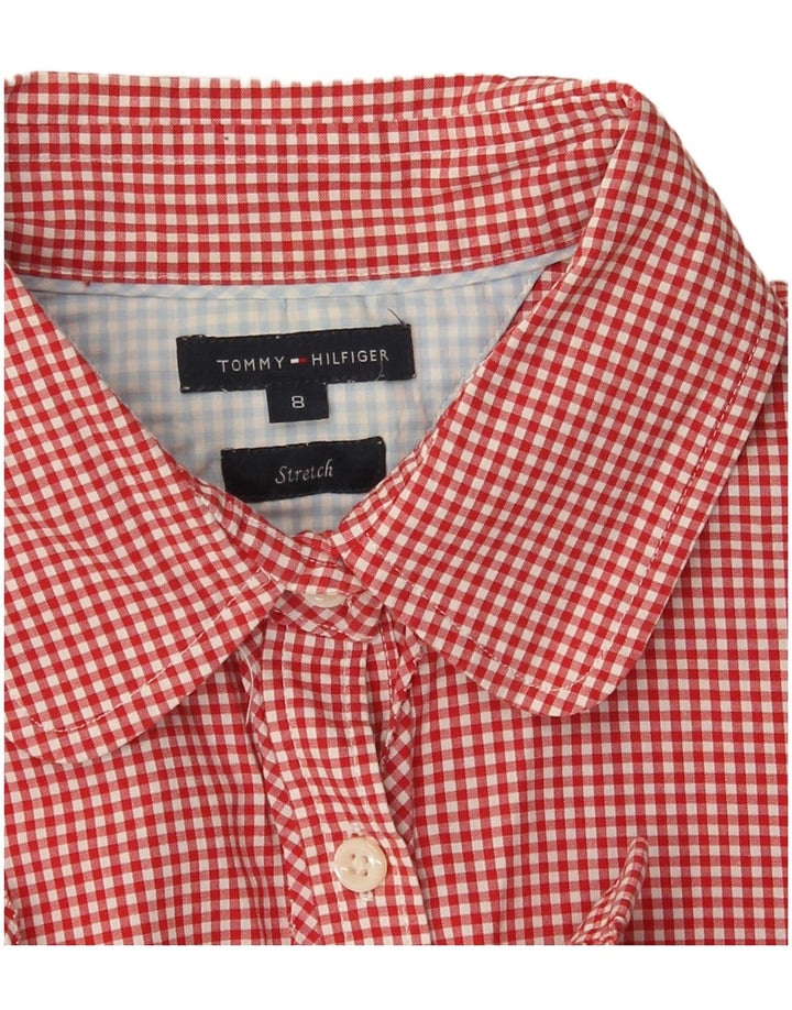 Tommy Hilfiger Camisa de manga corta para mujer US 8 Medium Red Gingham