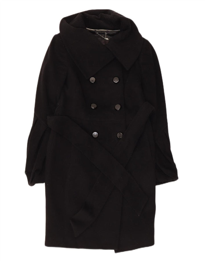 COAST Abrigo cruzado para mujer UK 10 Small Lana negra