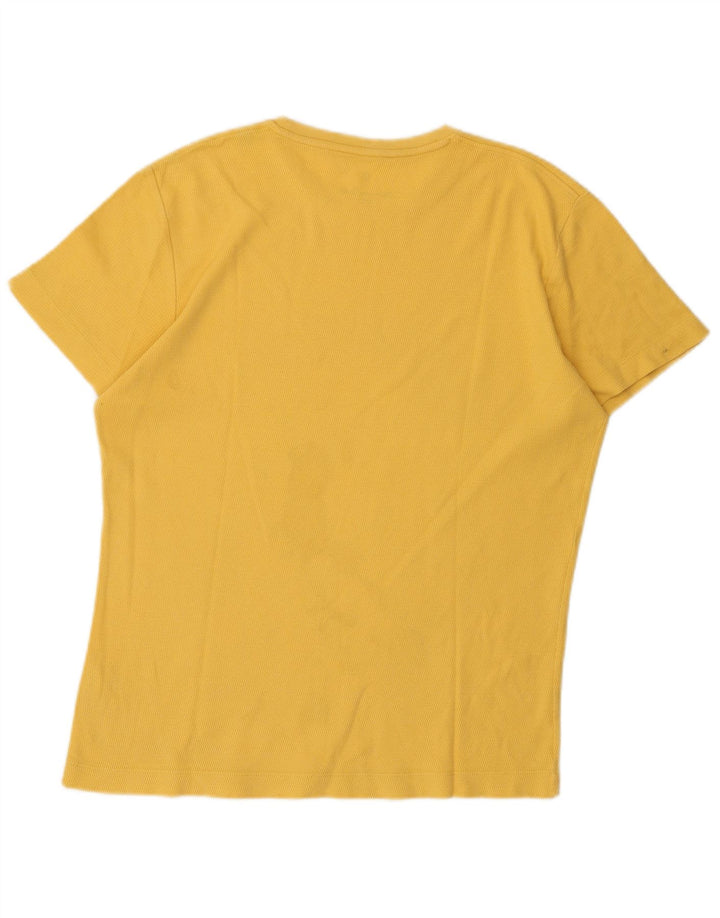 Massimo Dutti Hombre Regular Fit Camiseta Top Algodón Amarillo Medio
