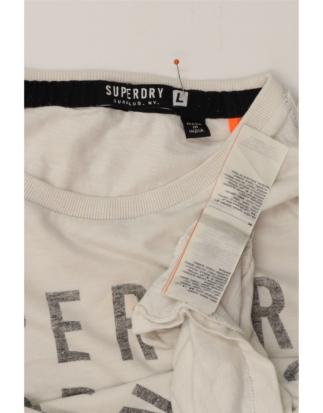 SUPERDRY Top gráfico de hombre de manga larga de algodón blanco grande