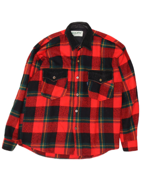 Camisa de franela vintage para hombre XL cuadros rojos