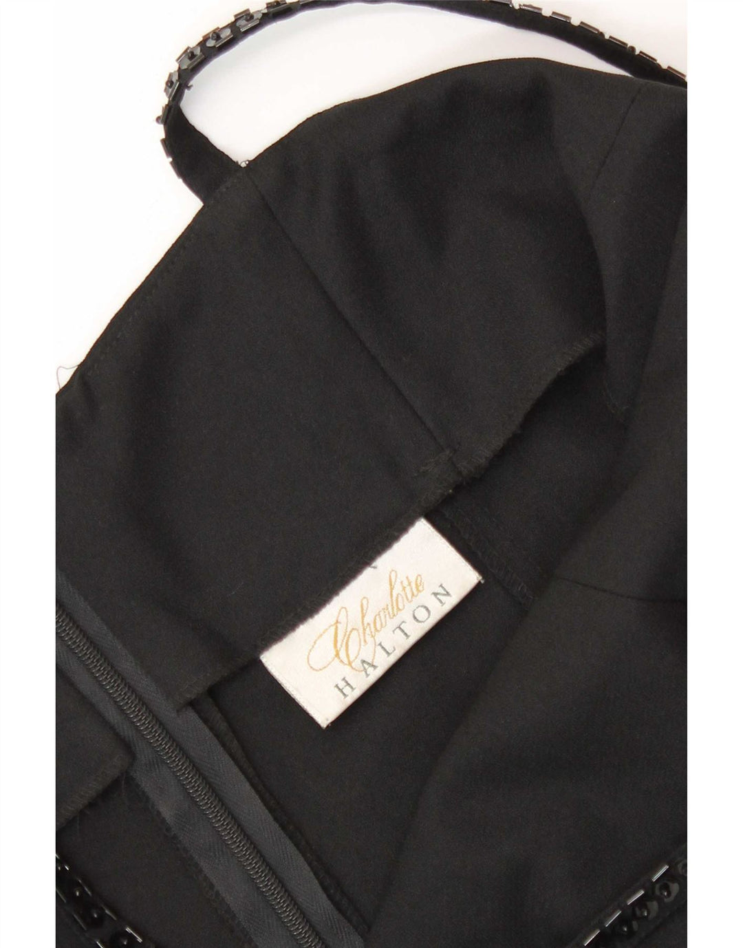 Charlotte Halton Mini vestido halter para mujer UK 40 Mediano Poliéster negro