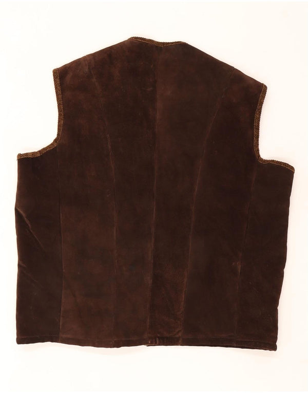 Vintage Hombres Ante Gilet Reino Unido 42 XL Marrón
