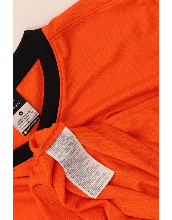 Nike - Camiseta Dri Fit para hombre, manga larga, poliéster color naranja grande