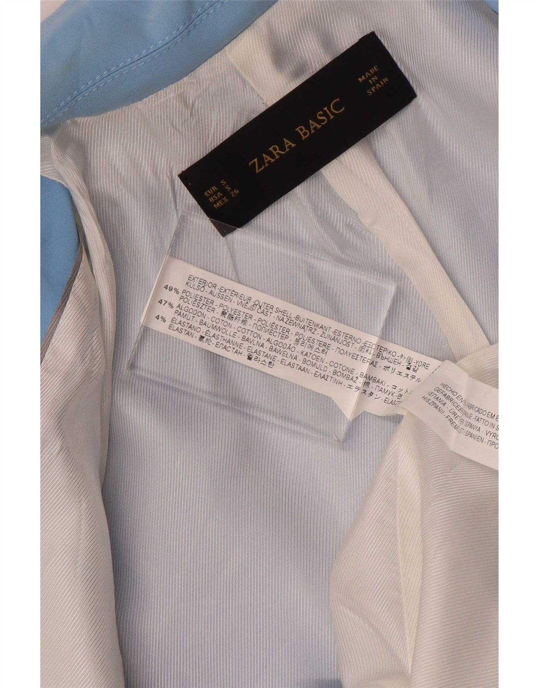 Zara Mujer Chaqueta Blazer De 1 Botón UK 10 Small Poliéster Azul