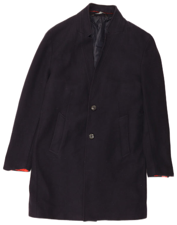 Zara Hombre Abrigo UK 44 2XL Azul Marino Poliéster