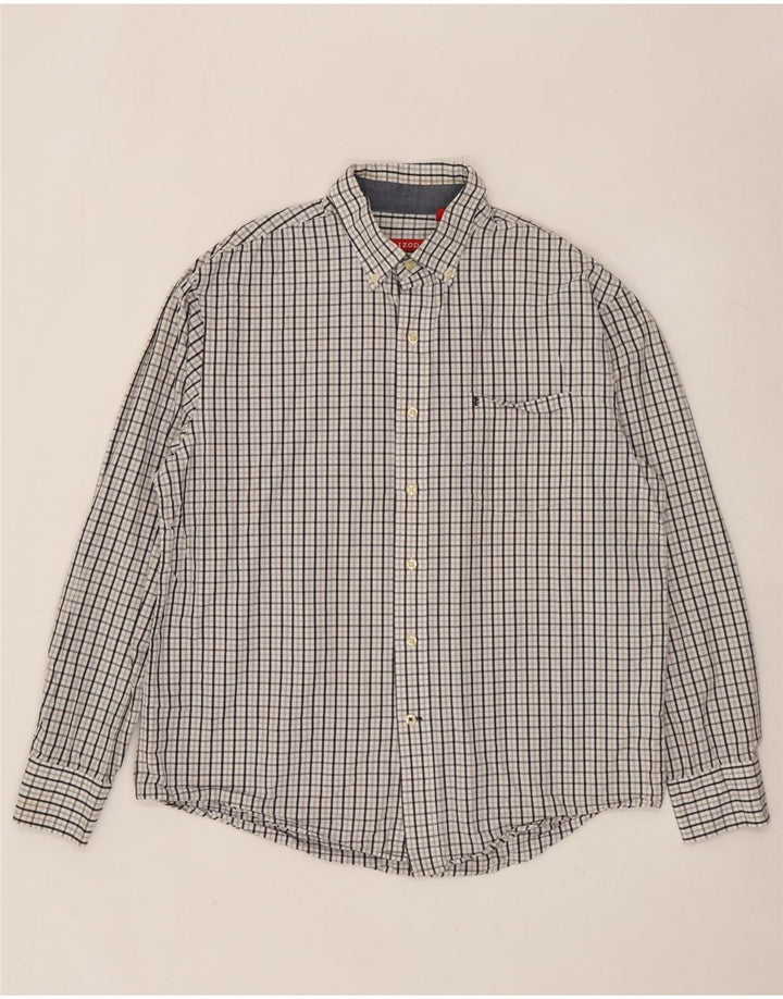 Camisa Izod Hombre Large Blanco Cuadros Algodón