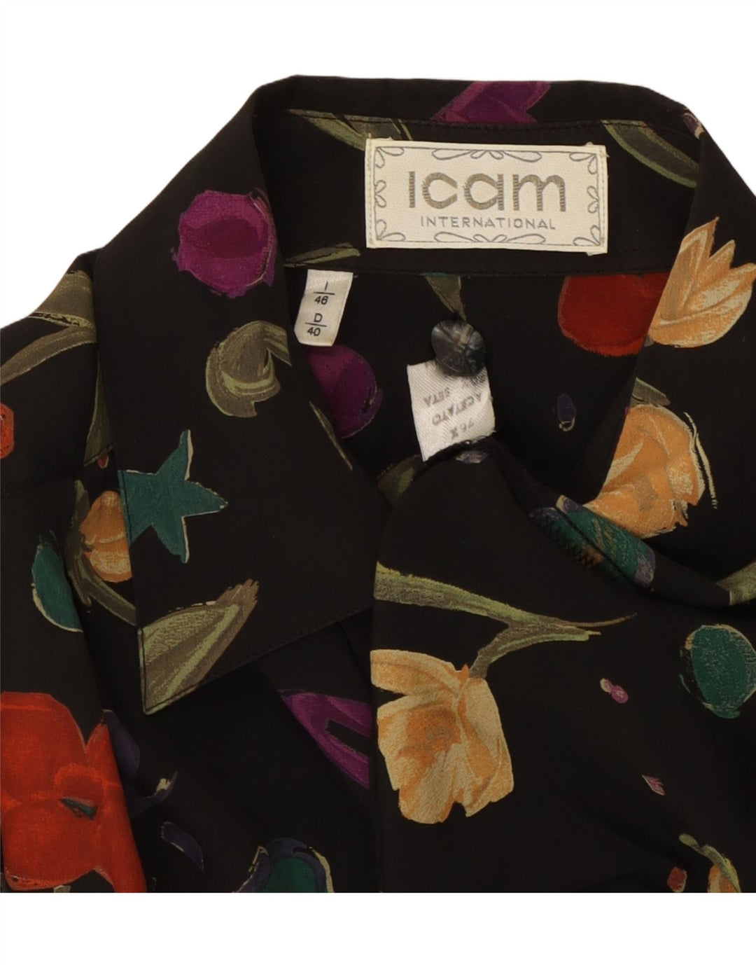 Blusa camisera para mujer ICAM IT 46 Large Acetato floral negro