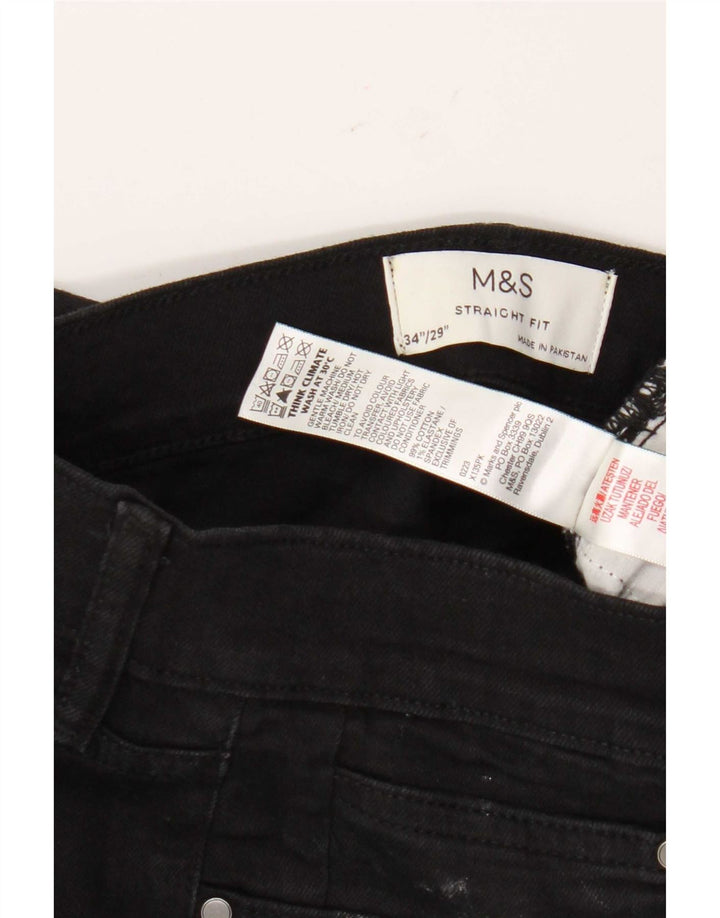 Marks & Spencer Vaqueros rectos para hombre W34 L29 Algodón negro