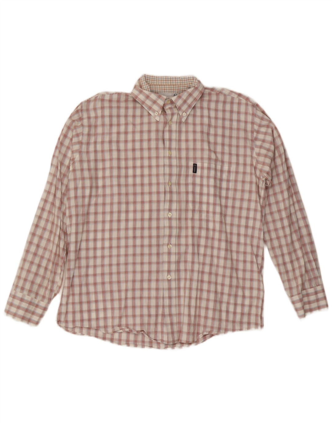 Sergio Tacchini Camisa Hombre Grande Blanco Roto Cuadros Algodón