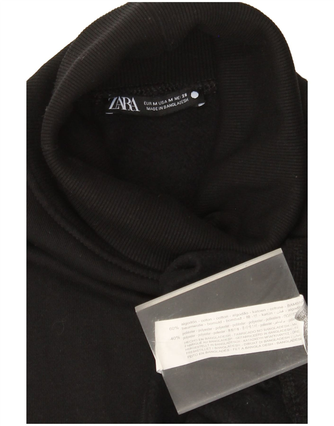 Zara - Jersey con cuello vuelto para mujer, talla 40, talla mediana, algodón negro