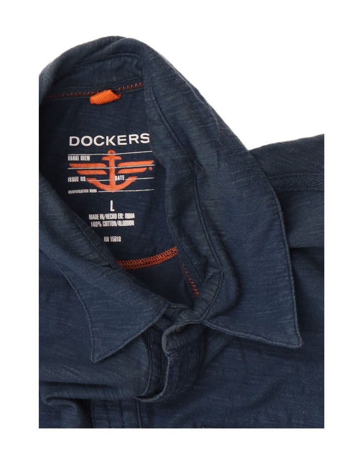 DOCKERS Mens Polo Shirt Large Navy Blue Cotton