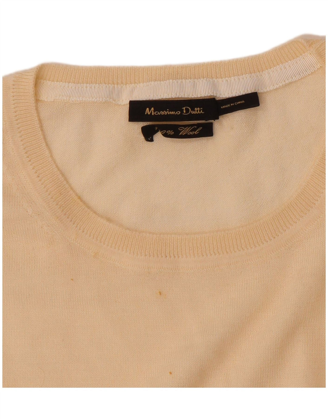 Massimo Dutti Jersey De Cuello Redondo Para Mujer UK 42 Lana Beige Mediana