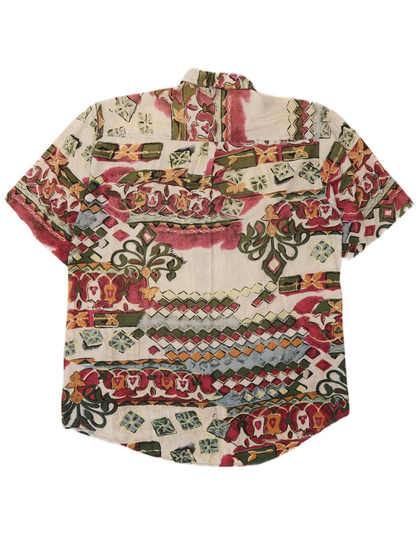 Vintage hombres patrón abstracto camisa de manga corta grande multicolor