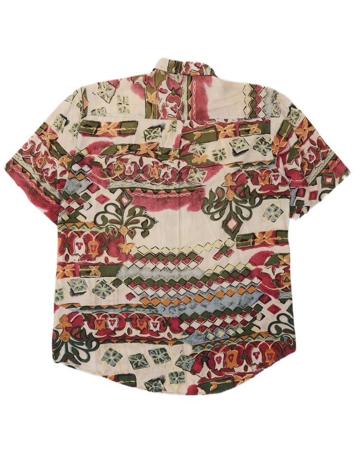 Vintage hombres patrón abstracto camisa de manga corta grande multicolor