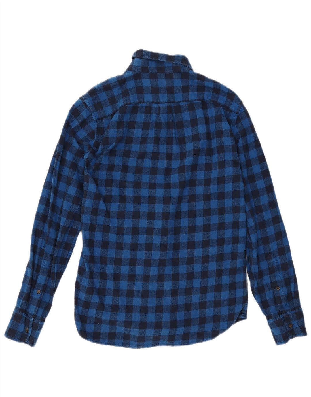 J. CREW Camisa de franela delgada para hombre pequeña de algodón a cuadros azul marino