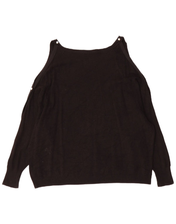 Zara Suéter tipo jersey con cuello barco y hombros descubiertos para mujer UK 46 Grande Negro
