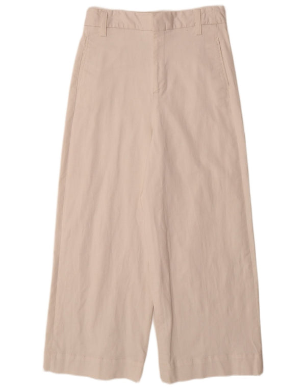 Zara Mujer Pantalones Casuales De Pierna Ancha De Cintura Alta Mediano W28 L26 Algodón Blanco