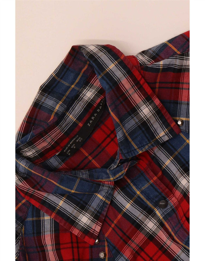 Zara Mujer Camisa De Franela UK 44 Medium Red Check