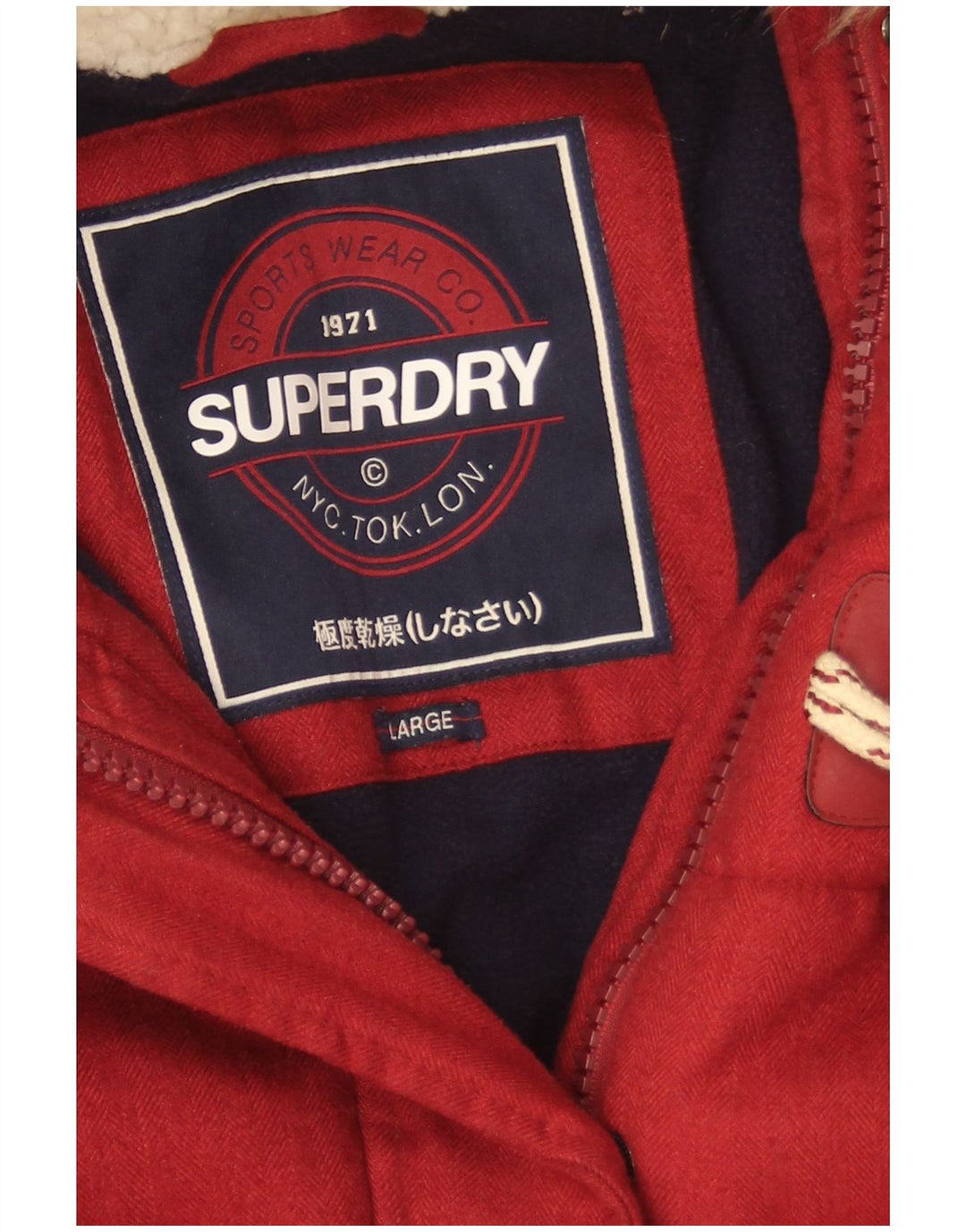 Superdry Abrigo acolchado con capucha para mujer Reino Unido 46 Poliéster rojo grande